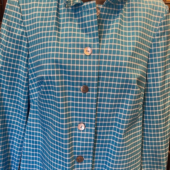 Nina Mclemore dazure and white tattersall shirt jacket nwt size 6 - Picture 4 of 6